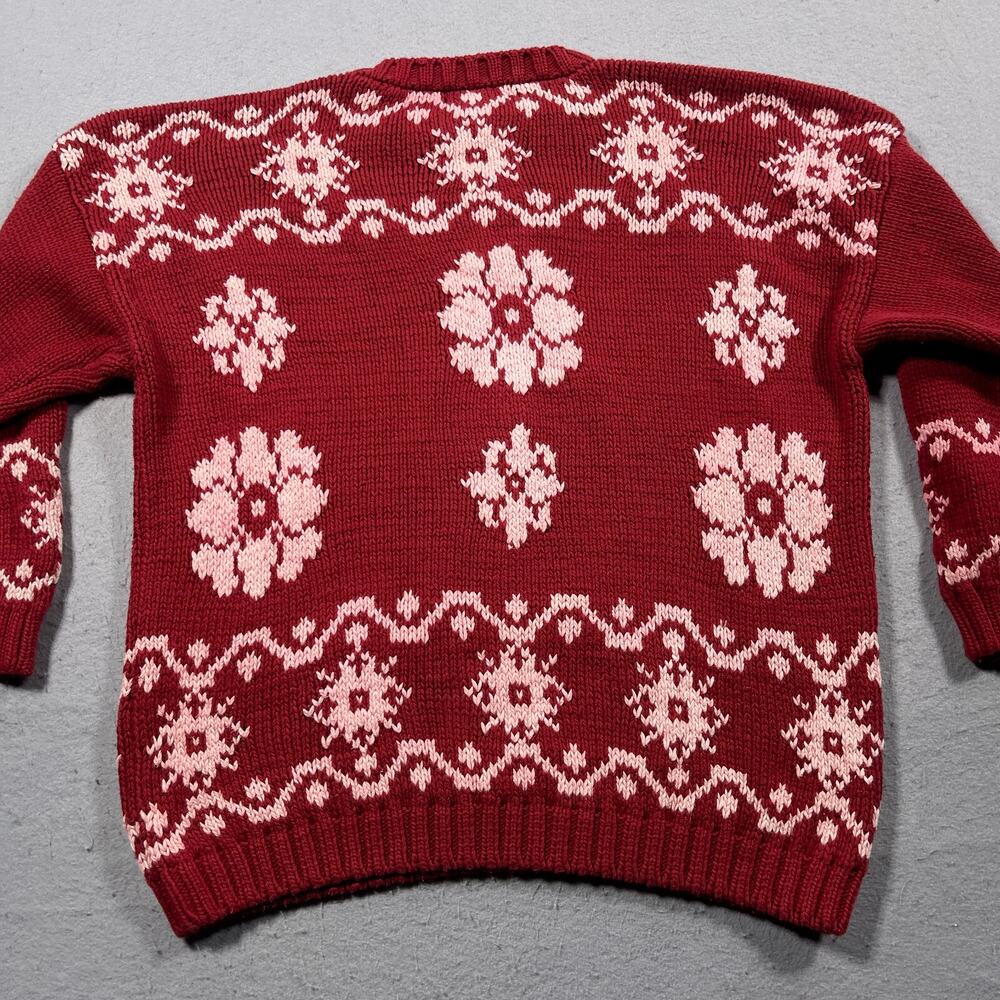 Vintage‎ 90’s Sweater Banana Republic Large Cotton Flower Print Grunge * Damage - Picture 12 of 14